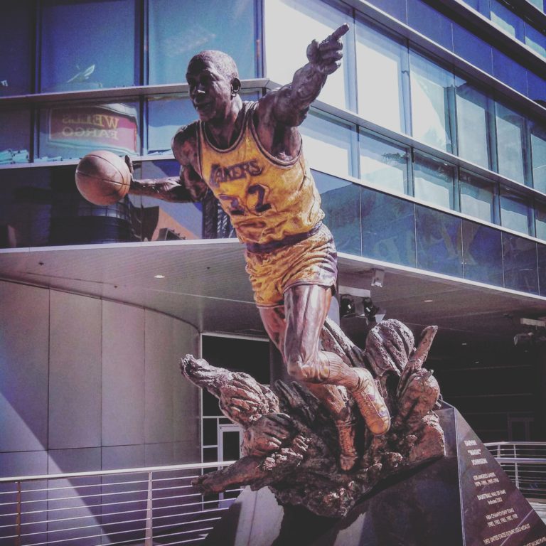 Magic Johnson Statue at Staples Center Photo by Socialbilitty 768x768