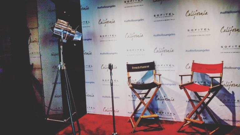 Sofitel Main Lobby Step and Repeat Banners With Directors Chair Los Angeles at Beverly Hills Photo by Socialbilitty 768x432