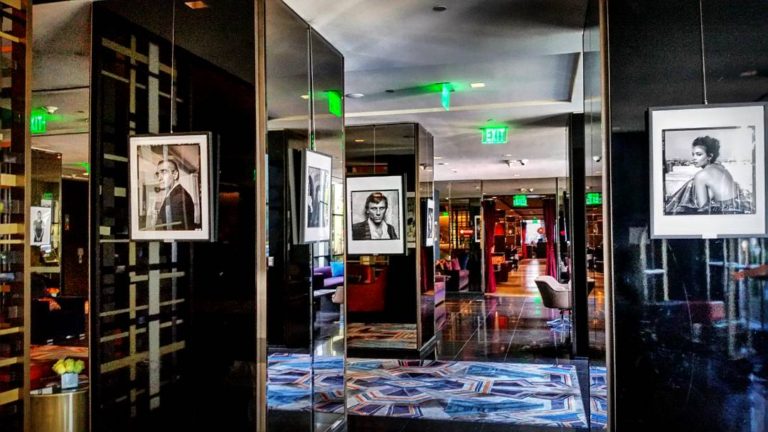 Sofitel Main Lobby with Celebrity Photos Los Angeles at Beverly Hills Photo by Socialbilitty 768x432