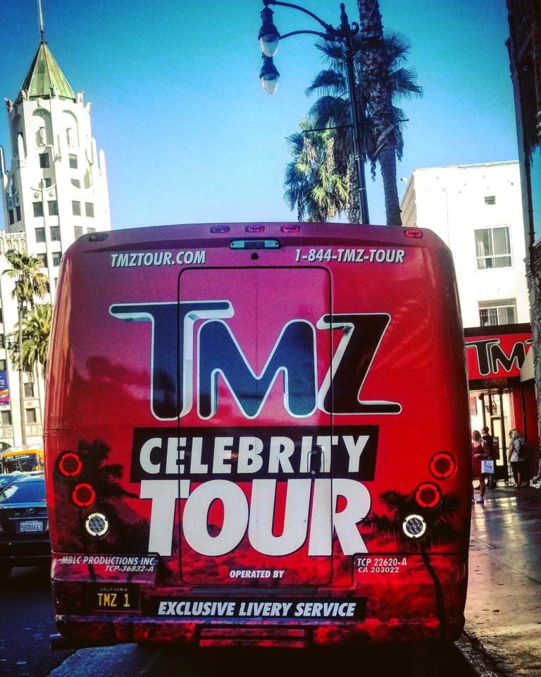 TMZ Celebrity Tour Bus on Hollywood Blvd Photo by Socialbilitty 768x960