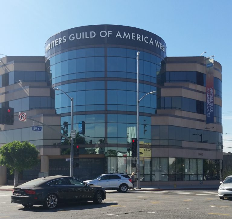 Writers Guild of America West WGAw on 3rd St and Fairfax Ave. Photo by Socialbilitty 768x727