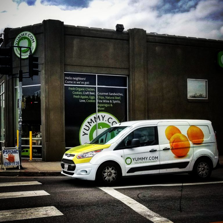 Yummy.com with Delivery Vehicle Hauser and San Vicente Blvd. 768x768