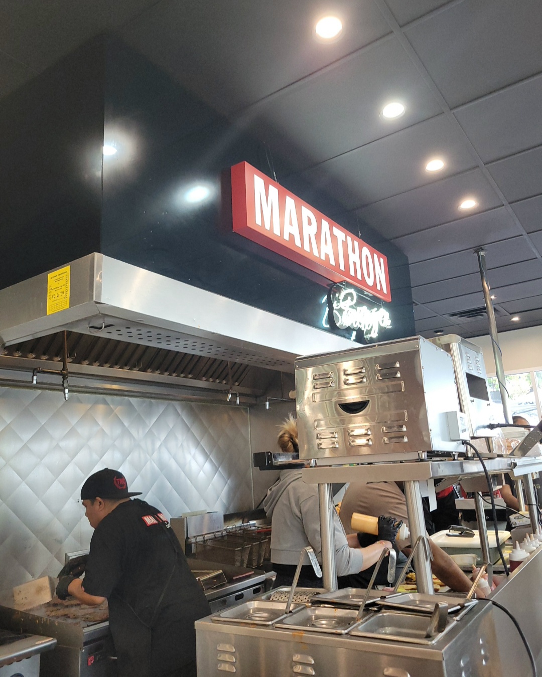 Marathon Burger Melrose Avenue kitchen preparing food